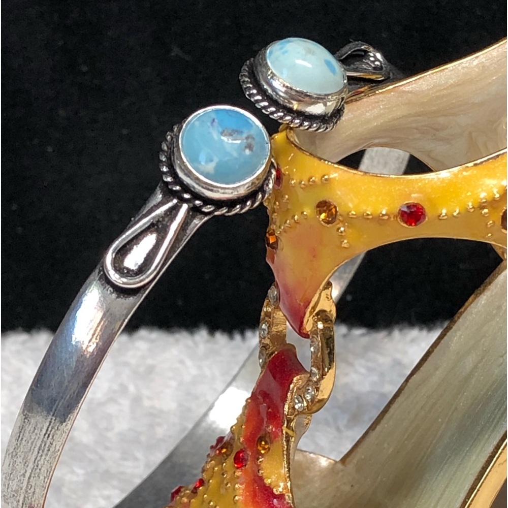 🦋Larimar  silver plated bangle/ cuff adjustable